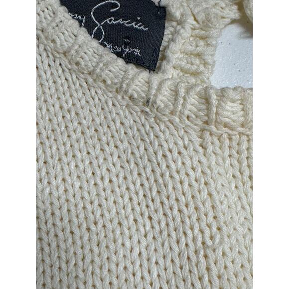 Jimmy Garcia Sweater Womens Small‎ Knit Cream Floral Hand Loomed Cottage Artsy - Picture 7 of 12